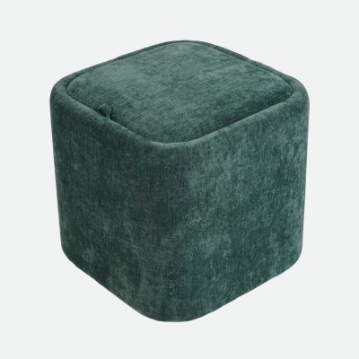 Pouf con almacenamiento Alme en chenilla verde