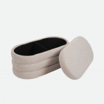 Pouf com arruma��o Melby em chenille Bege