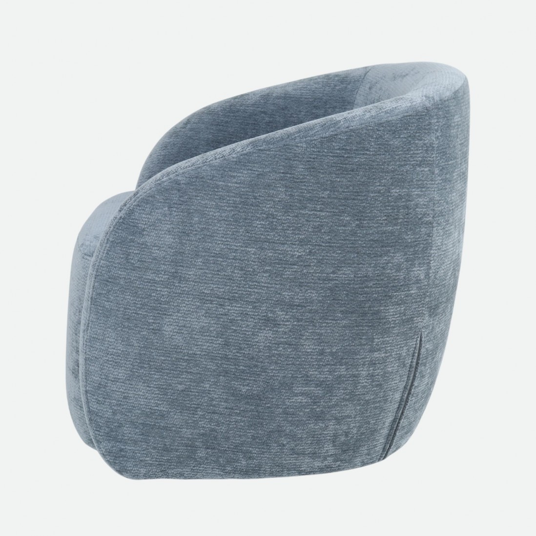 Swivel armchair Baltea in blue chenille