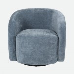 Swivel armchair Baltea in blue chenille