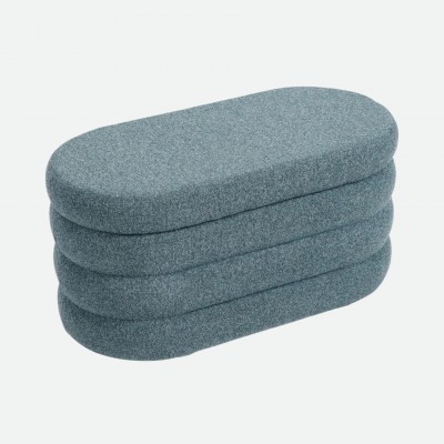Pouf con almacenamiento Melby en chenilla azul Pouf con almacenamiento Melby en chenilla azul