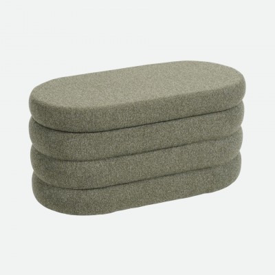 Pouf con almacenamiento Melby en chenilla verde