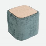 Pouf com arruma��o Alme em chenille Azul