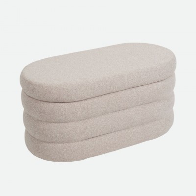Pouf com arrumação Melby em chenille Bege Pouf com arrumação Melby em chenille Bege
