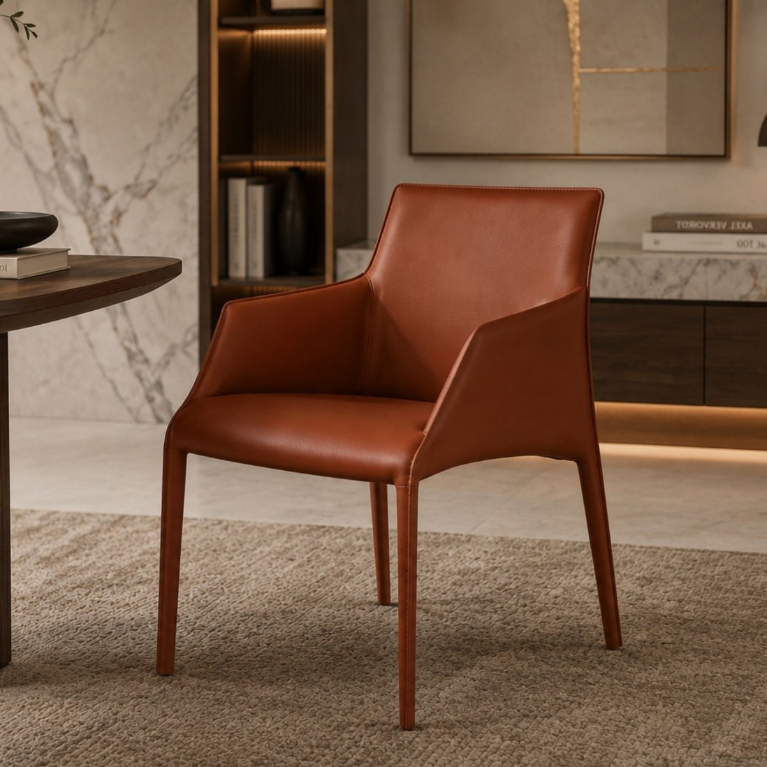 Bryne Leather-Effect Microfibre Orange Chair with Iron Frame