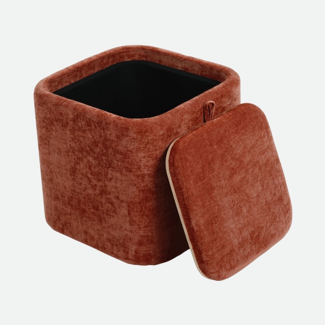 Pouf com arruma��o Alme em chenille Laranja