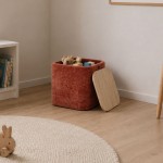 Pouf com arruma��o Alme em chenille Laranja