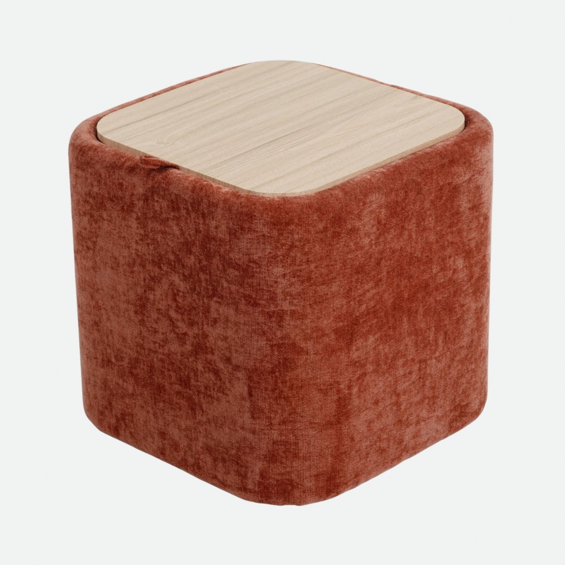Pouf com arruma��o Alme em chenille Laranja