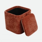 Pouf com arruma��o Alme em chenille Laranja