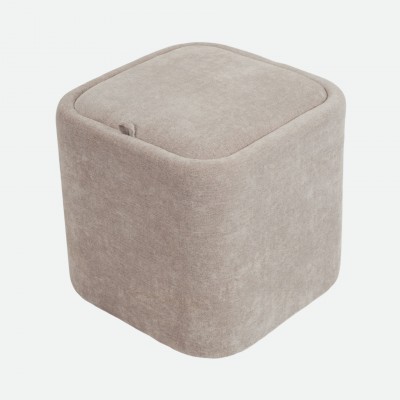 Pouf con almacenamiento Alme en chenilla Taupe