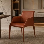 Bryne Leather-Effect Microfibre Orange Chair with Iron Frame