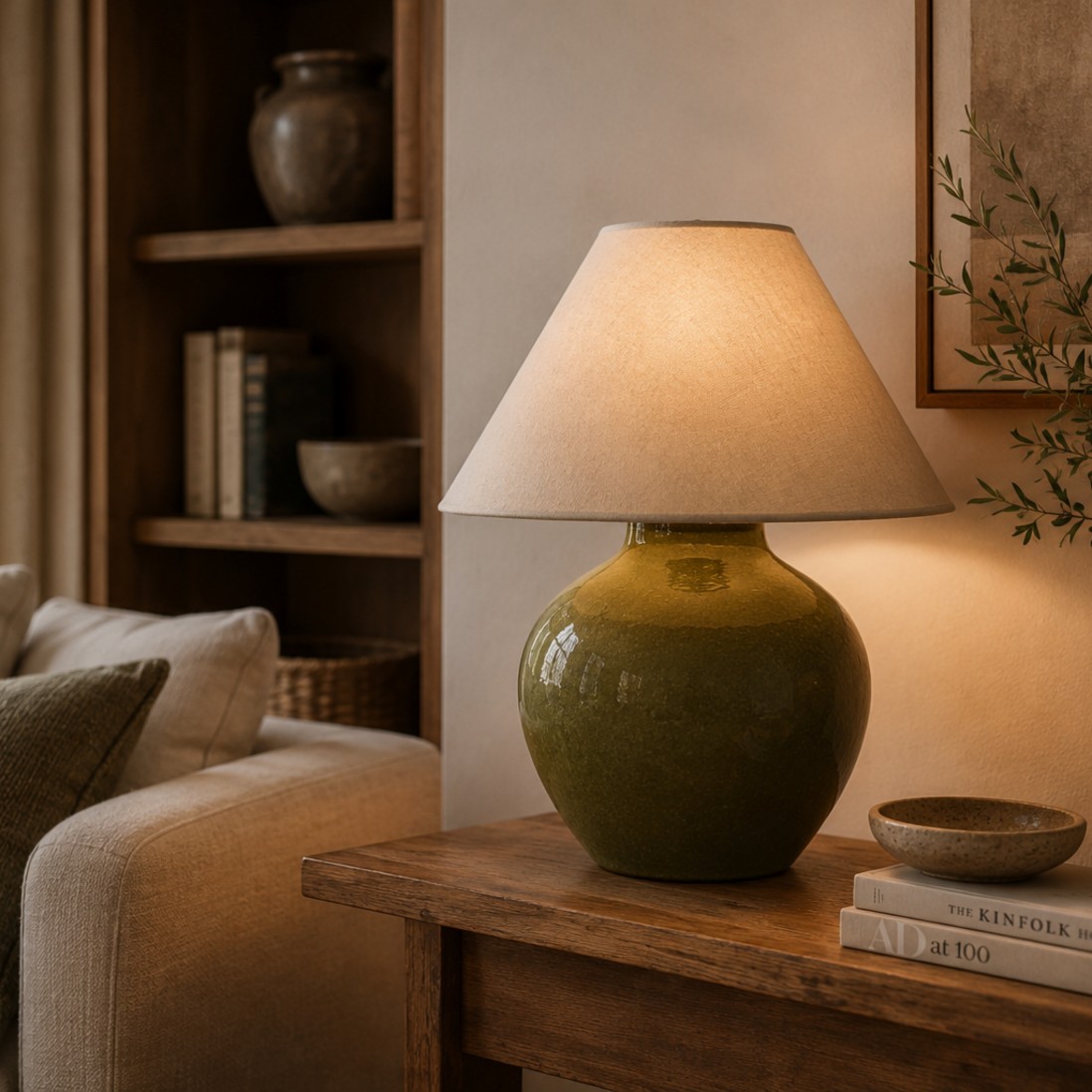 Magnolia Green Ceramic Table Lamp 52 cm
