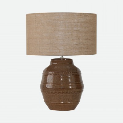 Barrel Brown Ceramic Table Lamp 61 cm