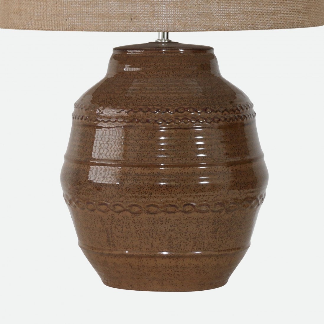 Barrel Brown Ceramic Table Lamp 61 cm