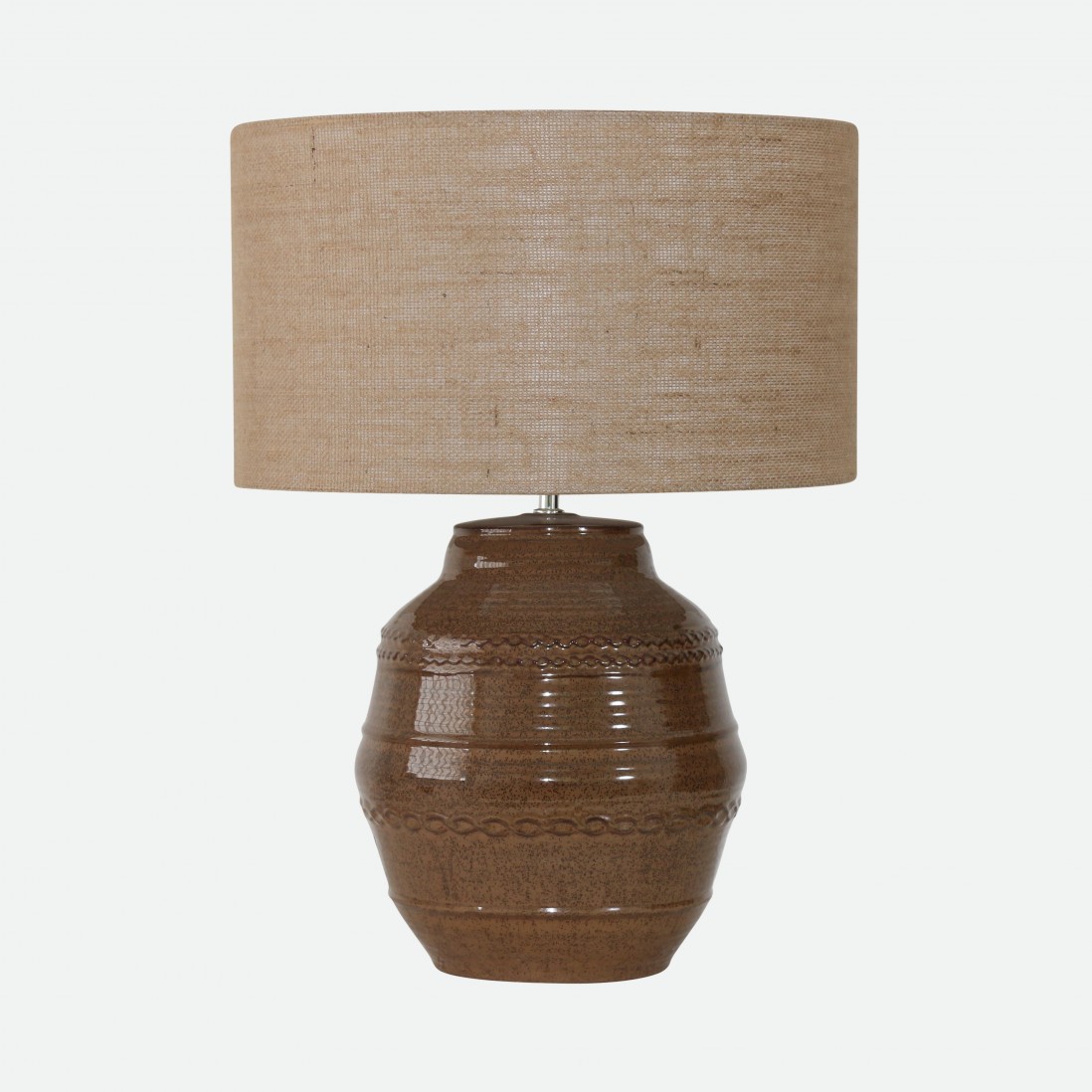 Barrel Brown Ceramic Table Lamp 61 cm