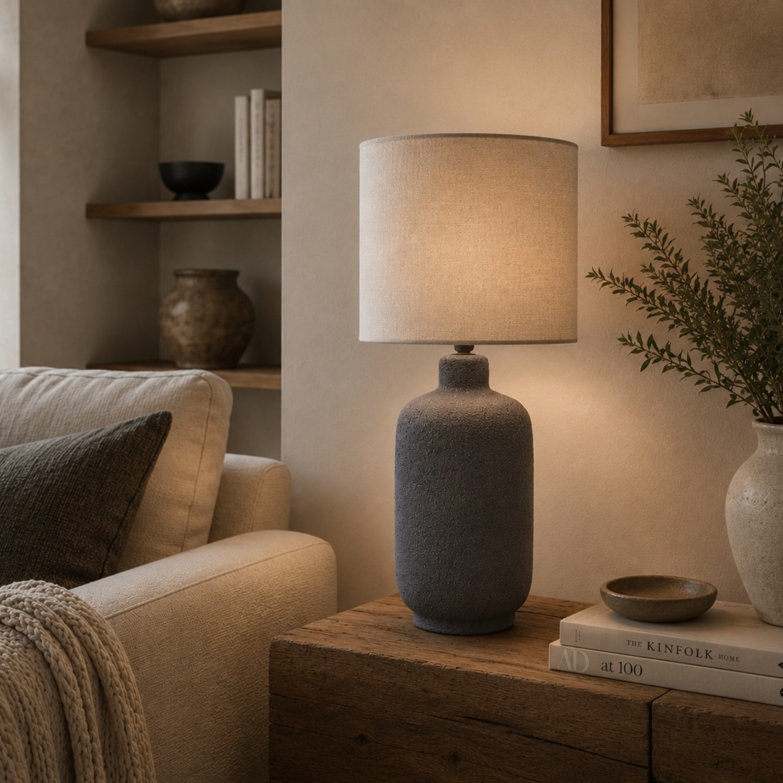 Lilac Ceramic Granite Table Lamp 71 cm