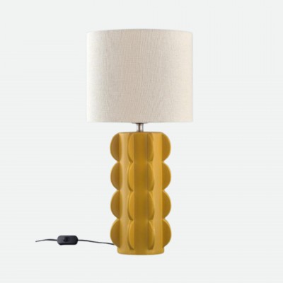 Candeeiro de Mesa Cactus em Cerâmica Amarelo 54 cm Candeeiro de Mesa Cactus em Cerâmica Amarelo 54 cm