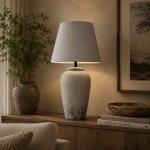 Biscuit Cream Ceramic Table Lamp 52 cm