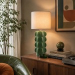 Cactus Green Ceramic Table Lamp 54 cm