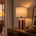 Ocean Red Ceramic Table Lamp 32 cm