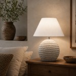 Biscuit Spherical Cream Ceramic Table Lamp 52 cm
