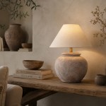 Biscuit Terracotta Ceramic Table Lamp 36 cm