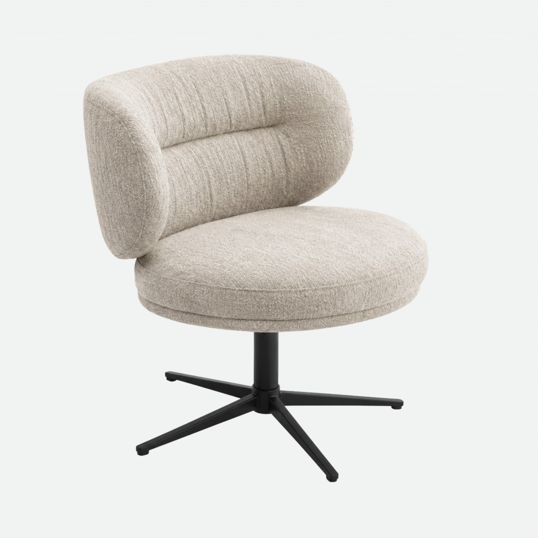 Ranum Chair in Beige Fabric with Black Metal Base