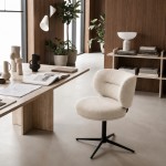 Ranum Chair in Beige Fabric with Black Metal Base