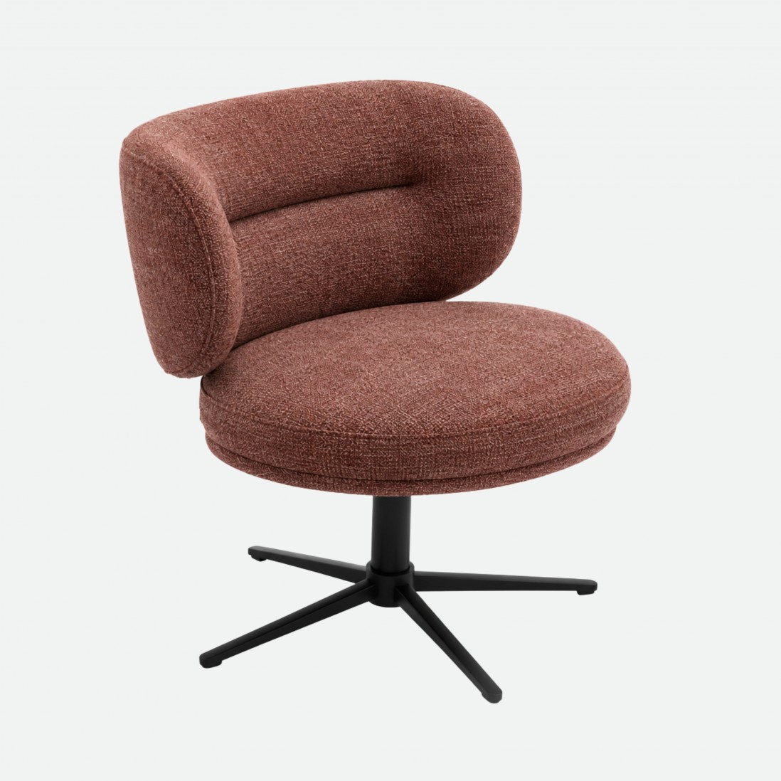 Ranum Chair in Burgundy Fabric with Black Metal Base