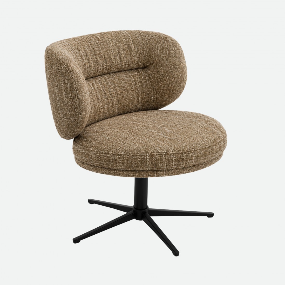 Ranum Chair in Brown Fabric with Black Metal Base