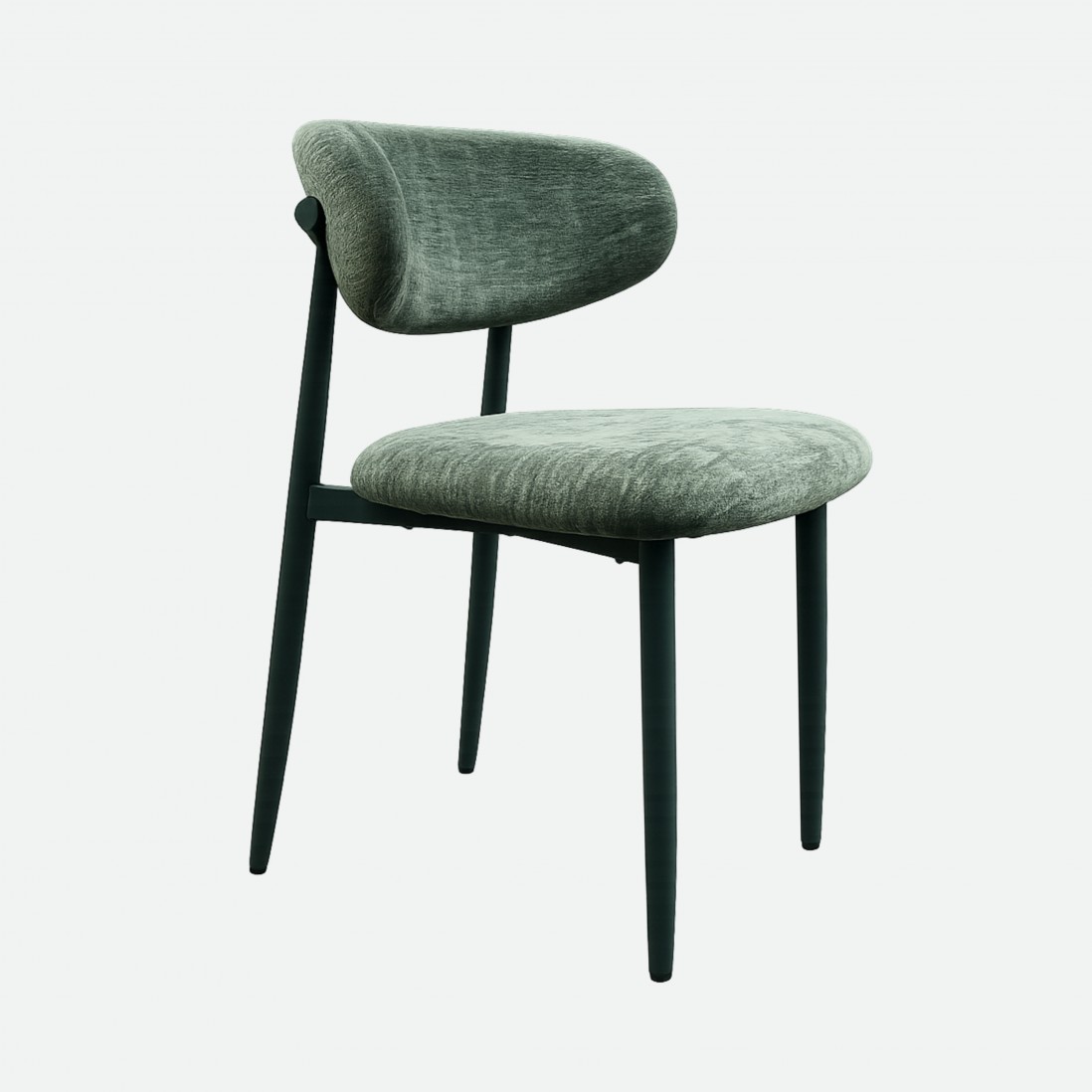 Arden Dining Chair in Green Fabric with Green Metal Legs
