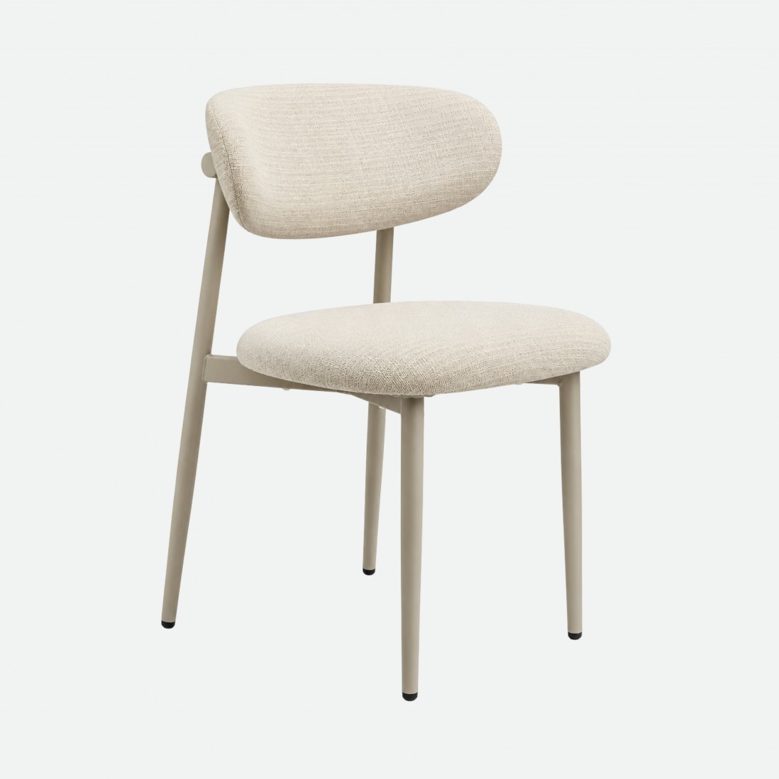 Arden Dining Chair in Beige Fabric with Beige Metal Legs