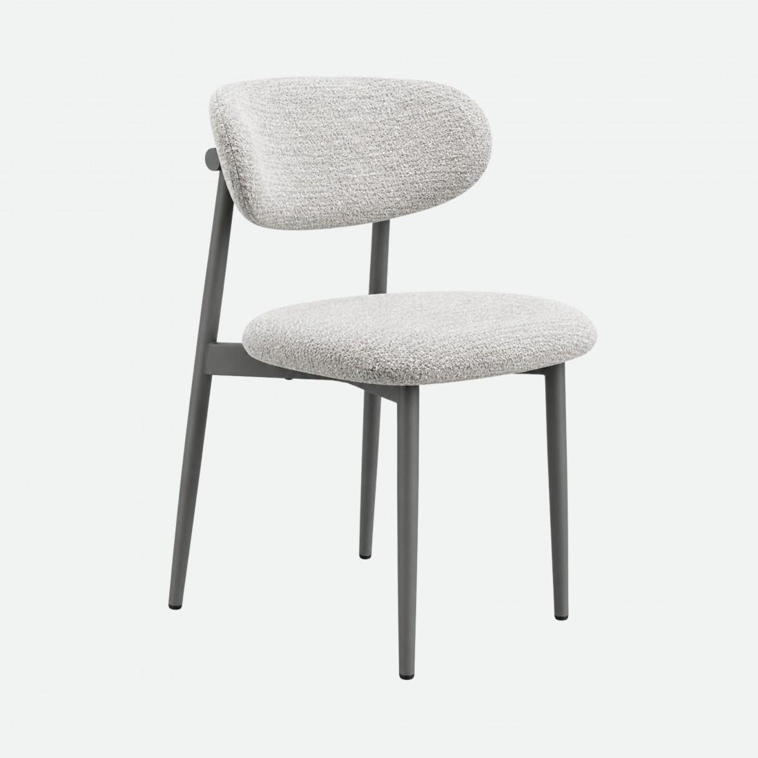 Arden Dining Chair in Light Grey Fabric with Grey Metal Legs