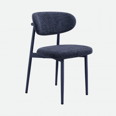 Arden Dining Chair in Blue Fabric with Blue Metal Legs