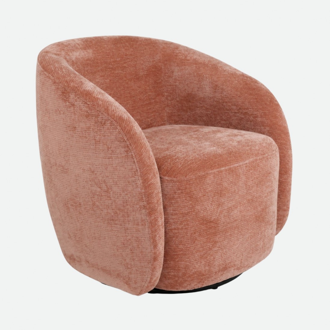 Swivel armchair Baltea in pink chenille