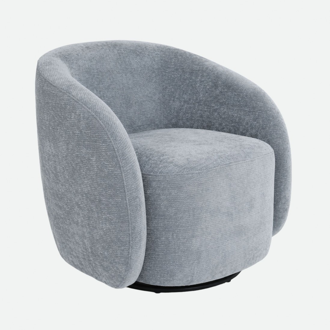 Swivel armchair Baltea in blue chenille