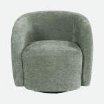 Swivel armchair Baltea in green chenille