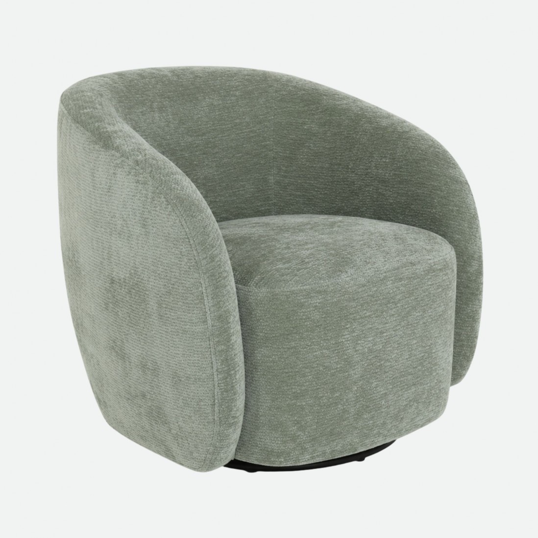 Swivel armchair Baltea in green chenille
