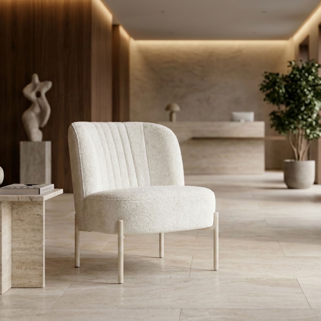 Almelo Cream Fabric Armchair