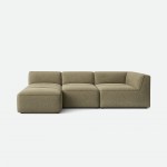 Teddy 3-Seater Sofa with Chaise Longue in Green 249 cm