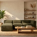 Teddy 3-Seater Sofa with Chaise Longue in Green 249 cm