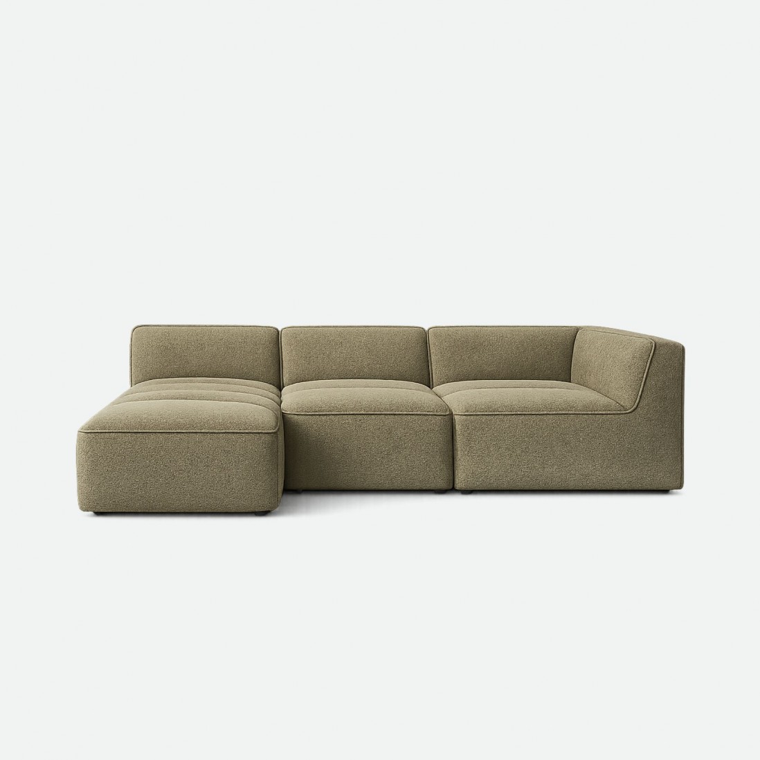 Teddy 3-Seater Sofa with Chaise Longue in Green 249 cm