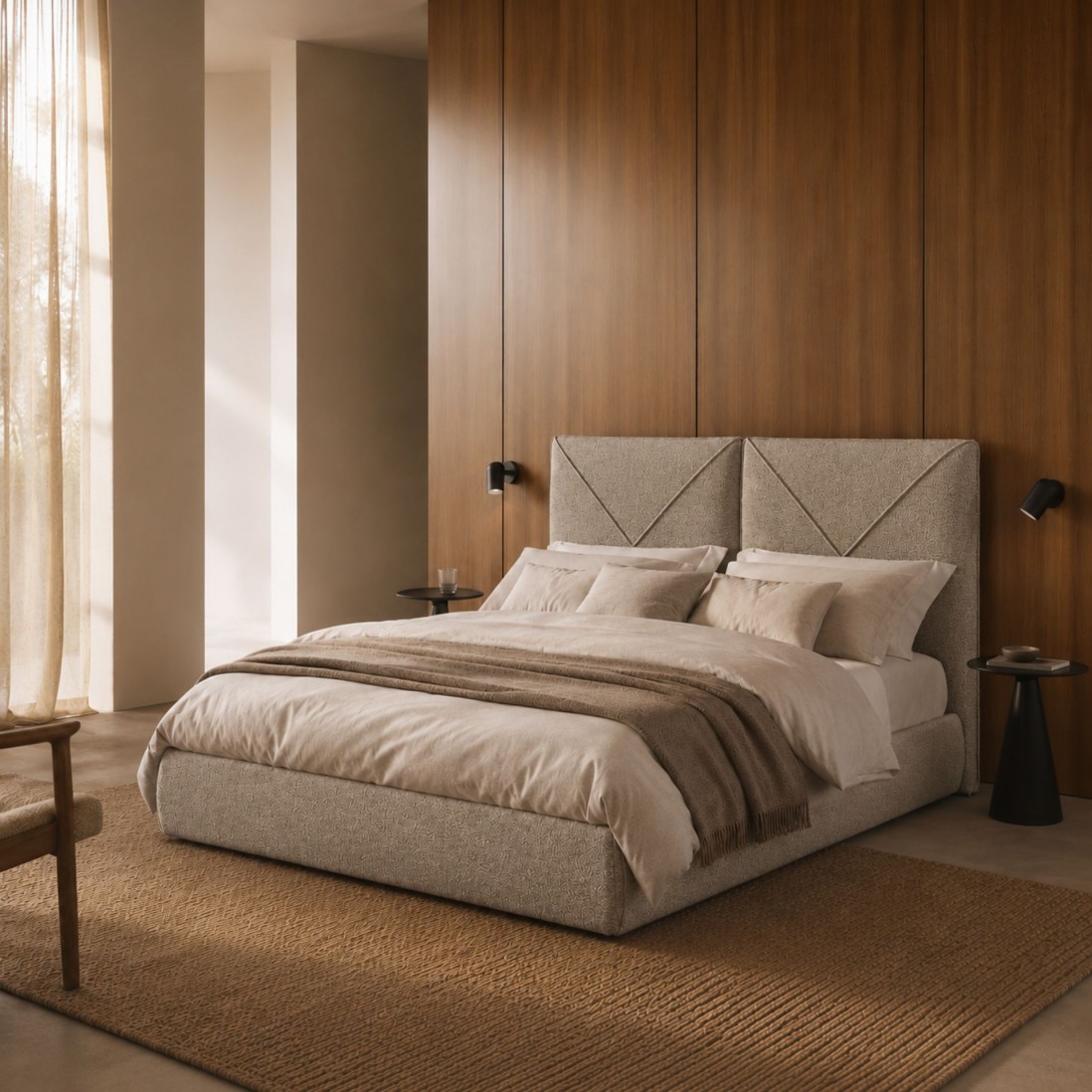 Cama de Matrimonio Rupert con Somier de 160x200 cm  Taupe