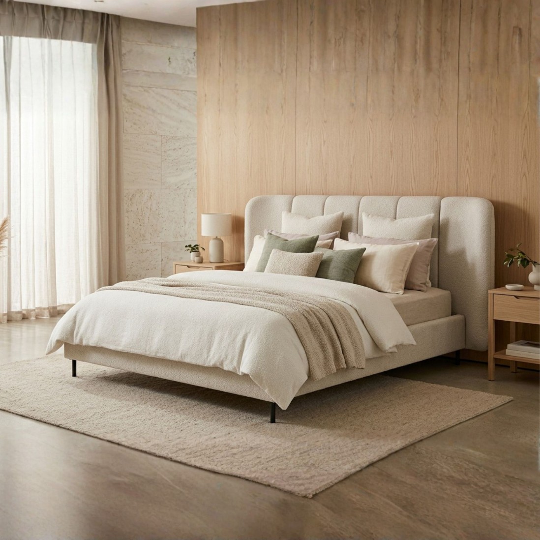 Cama de Matrimonio Albany con Somier 160x200cm  Beige