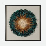 Feathers Decorative Wall Art with Natural Coloured Feathers 90x90cm