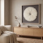Feathers Decorative Wall Art with White Feathers 90x90cm