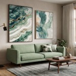 Quadro Decorativo Green Ocean Pintado � M�o 70x100cm