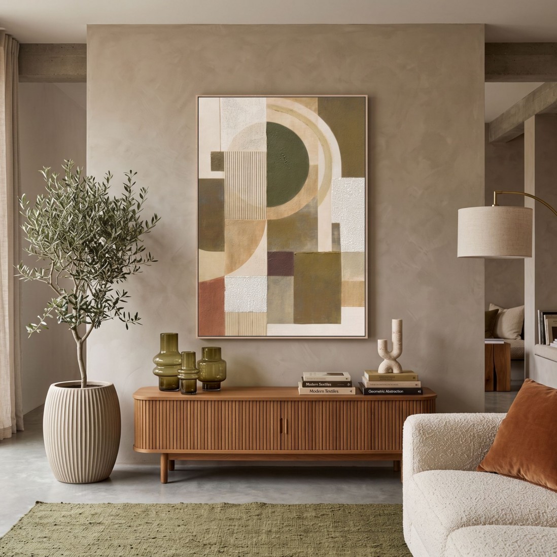 Quadro Decorativo Green Squares Pintado � M�o 70x100cm