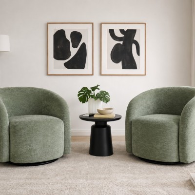 Cadeirão Giratório Baltea em Chenille Verde Cadeirão Giratório Baltea em Chenille Verde