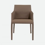 Bryne Leather-Effect Microfibre Taupe Chair with Iron Frame